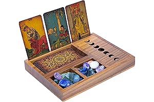 Curawood Tarot Card Holder Box with Crystal Holder - 3 Tarot Card...