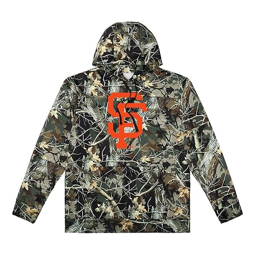 MLB Men's Official Hunter Camo Primary Logo Performance Pullover Hoodie