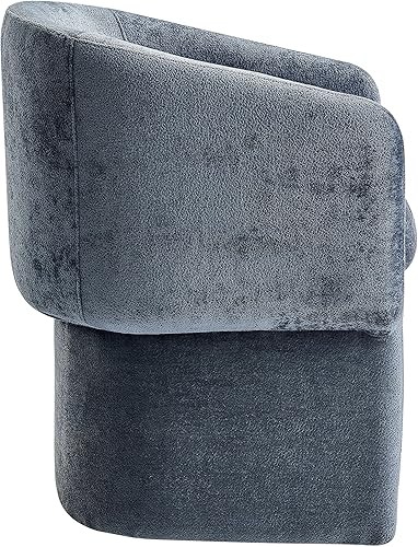 Miniatura 7 de Modway Verity Modern Silla de comedor con barril de felpilla en color azul pizarra, sillón redondo tapizado de tela con respaldo curvo, silla de