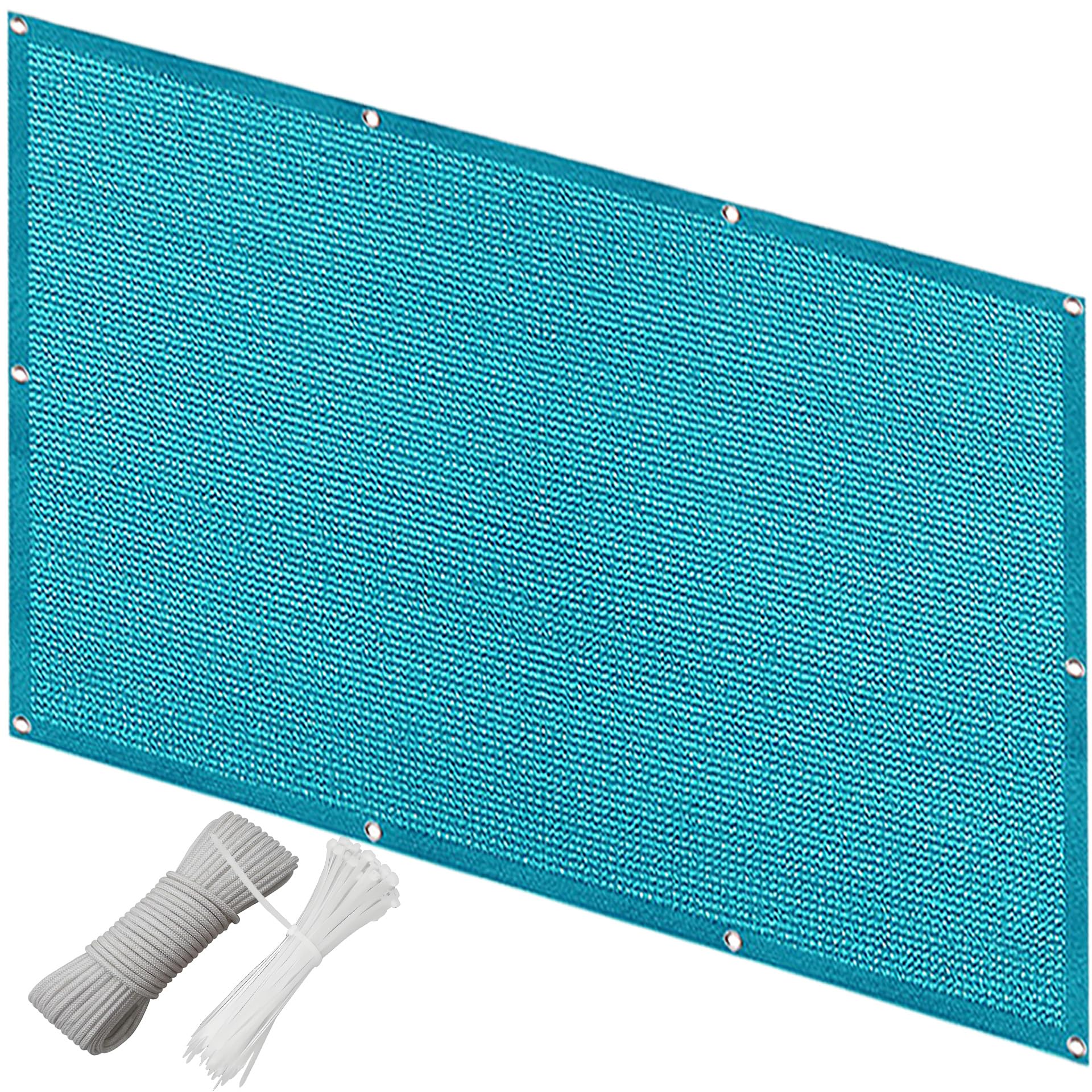 QINLIQIN Balcony Privacy Screen 1 x 2.5 m Garden Privacy Fencing Wind-Resistant, Custom Size with Eyelets, Nylon Cable Ties and Cord for Apartment Railings, Sky Blue