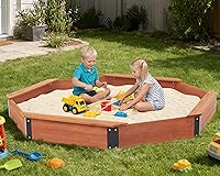 Vista 6 de Caja de arena octágono de madera de 85 x 78 x 9 pulgadas con tapa, arenero grande para niños, patio al aire libre, patio trasero, fácil y rápido
