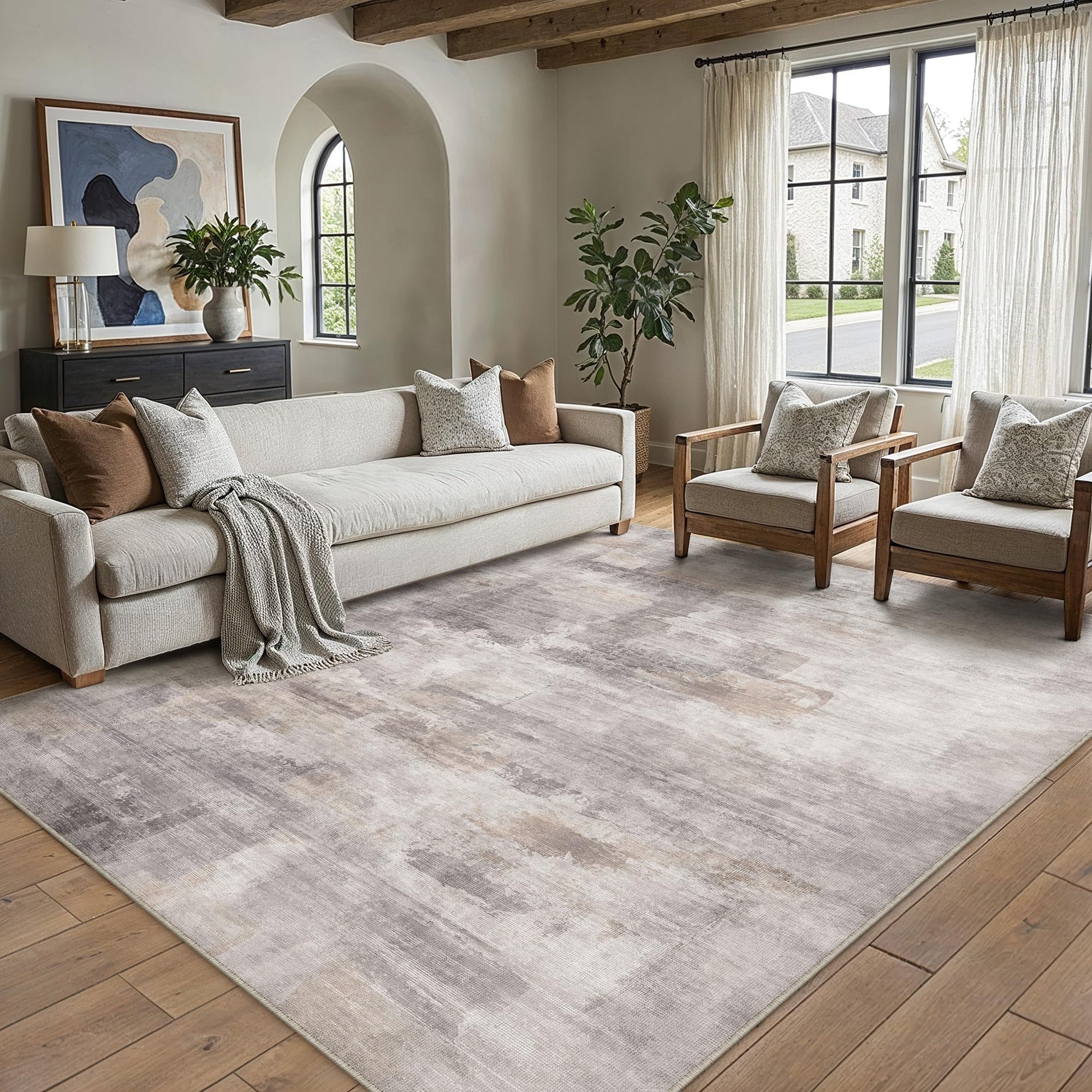 PureCozy Rugs Living Room Rug 160x230cm Grey Brown Washable