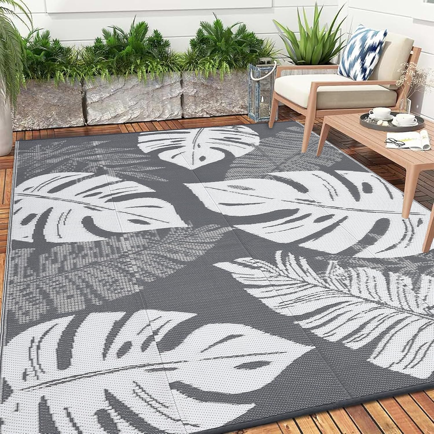 Outdoor Patio Rug Plastic Straw Rug RV camping Waterproof Reversible Carpet Mat - Picture 36 of 48