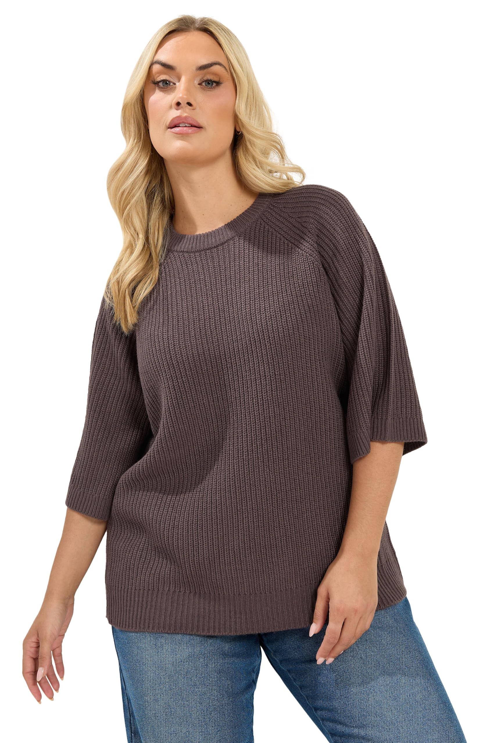 Yours Women's Brown Knitted Jumper In | : 14/16
