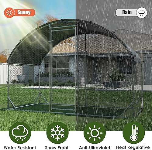Miniatura 24 de Gallinero grande de metal para patio, gallinero de 20 x 10 x 6.56 pies con cubierta para galinas, jaula de pollo resistente, puerta con cerradura