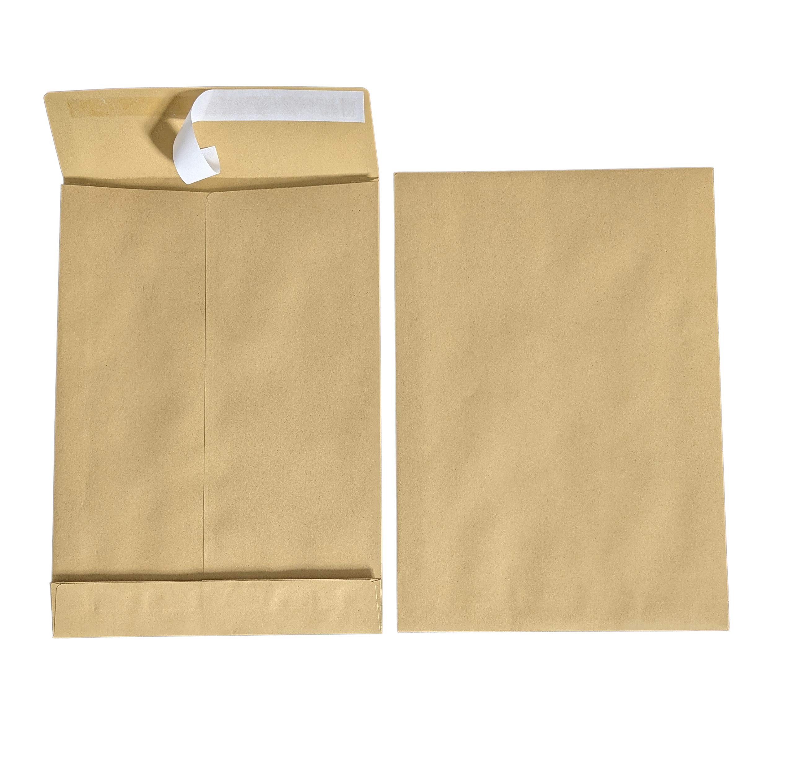 50x mybuy-24 Faltentaschen B4 A4 braun, 250x353mm, 4cm Falte Stehboden, selbstklebend mit Abziehstreifen, 130 g/qm, Faltenversandtaschen Musterbeutel
