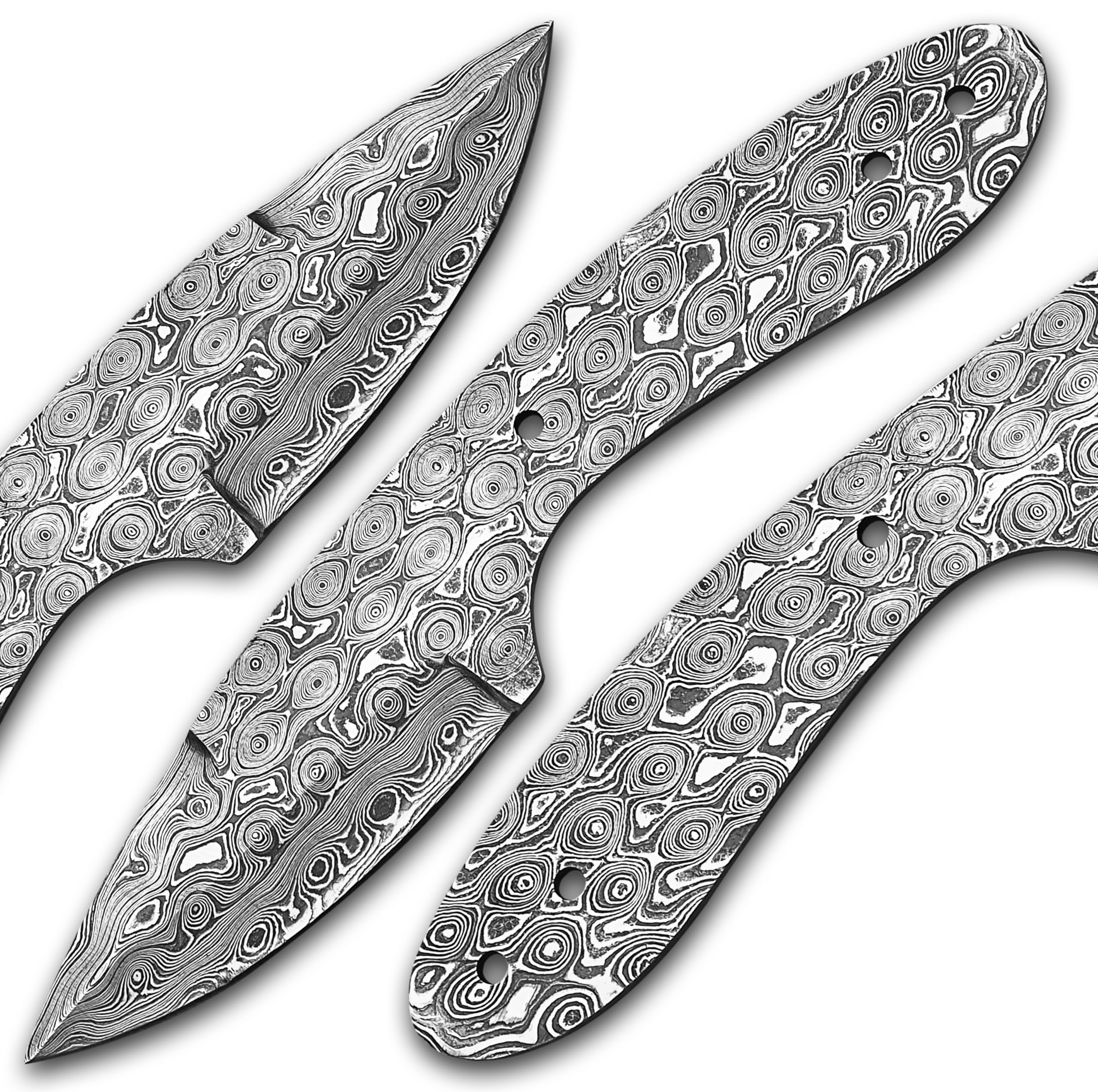 AMJ Crafts Damascus Steel RainDrop Hunting knife Blank, Tactical, Survival, Camping, Outdoor, DIY, Knife Making kit, Skinner knife Blank Blade