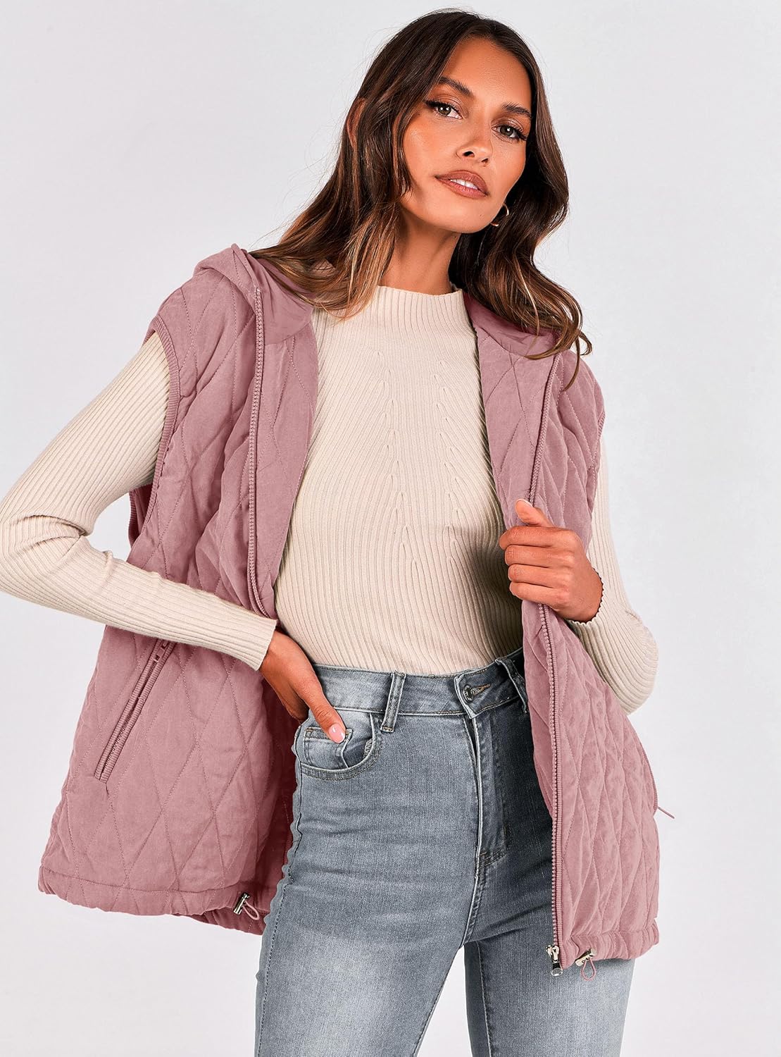 PRETTYGARDEN Women's 2026 Fall Spring Vest Casual Sleeveless Hooded Zip Up Jacket Trendy Winter Coat Outerwear - Image 7