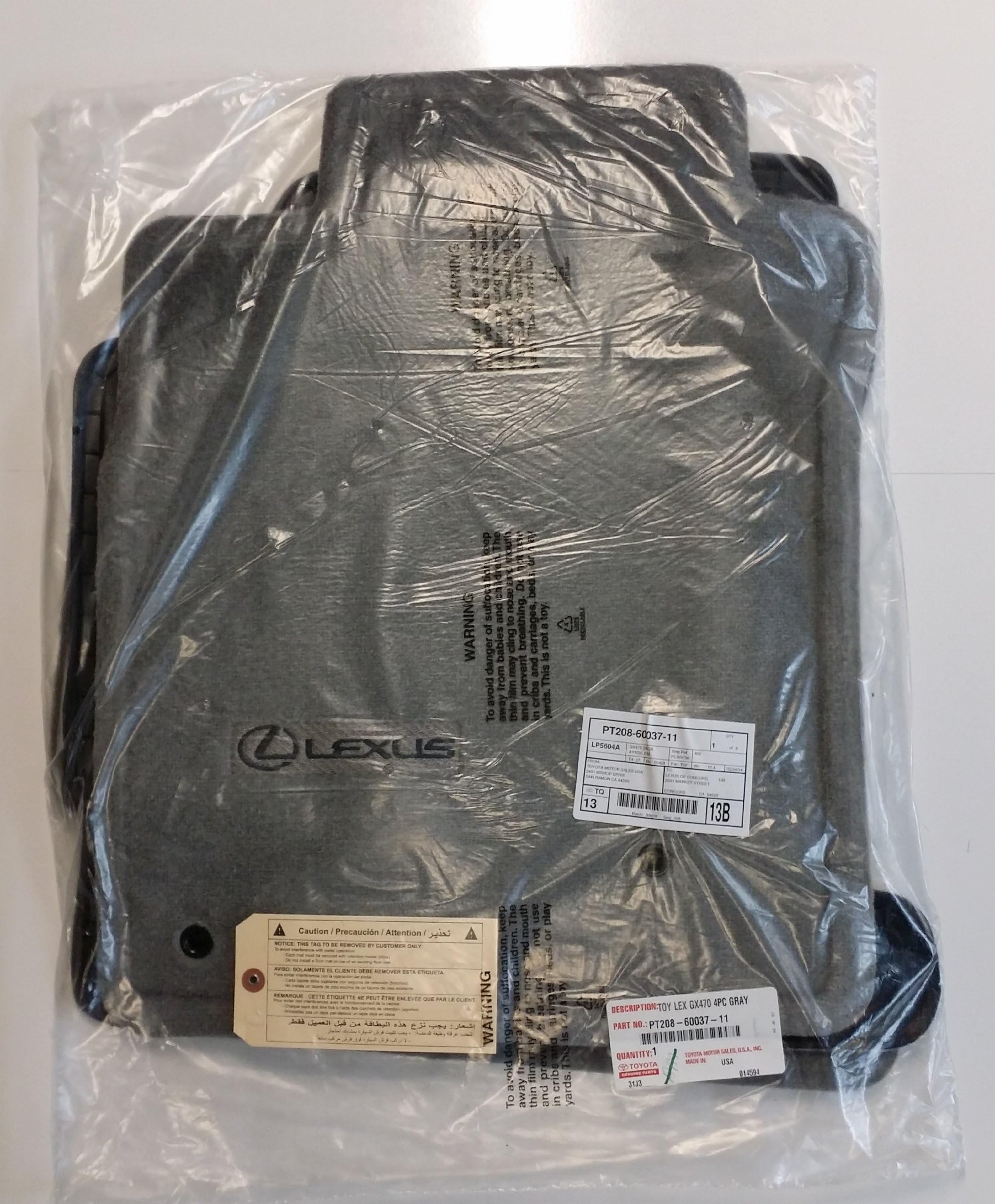 Toyota Genuine Parts PT208-60037-11 OEM Lexus GX470 Gray Carpet Floor Mat Set