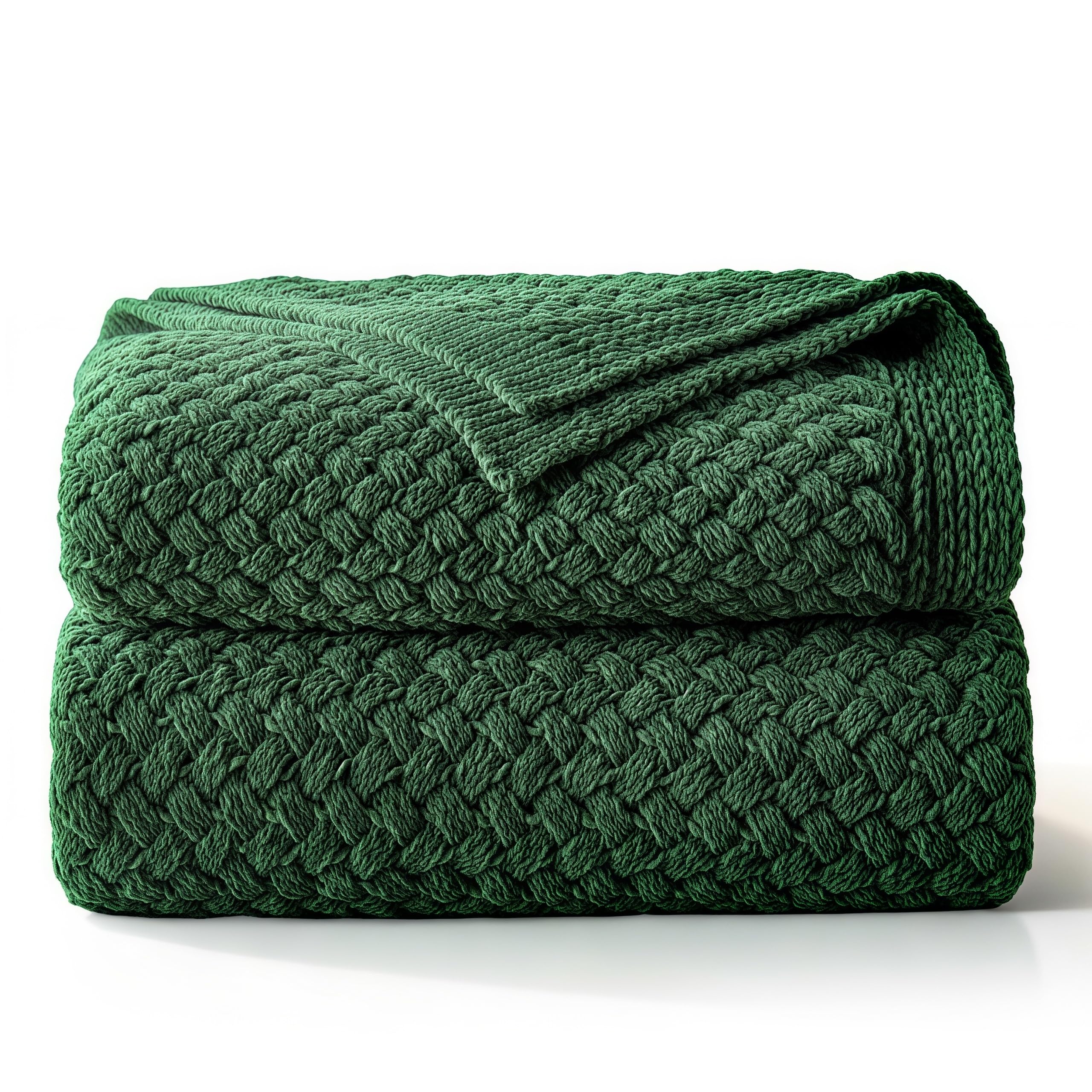 Whale Flotilla Chunky Knit Blanket, Ultra Soft Handmade Reversible Knitted Chenille Throw Blankets for Couch Bed Super Warm Decorative, 150x200 CM, Deep Green โ image 1
