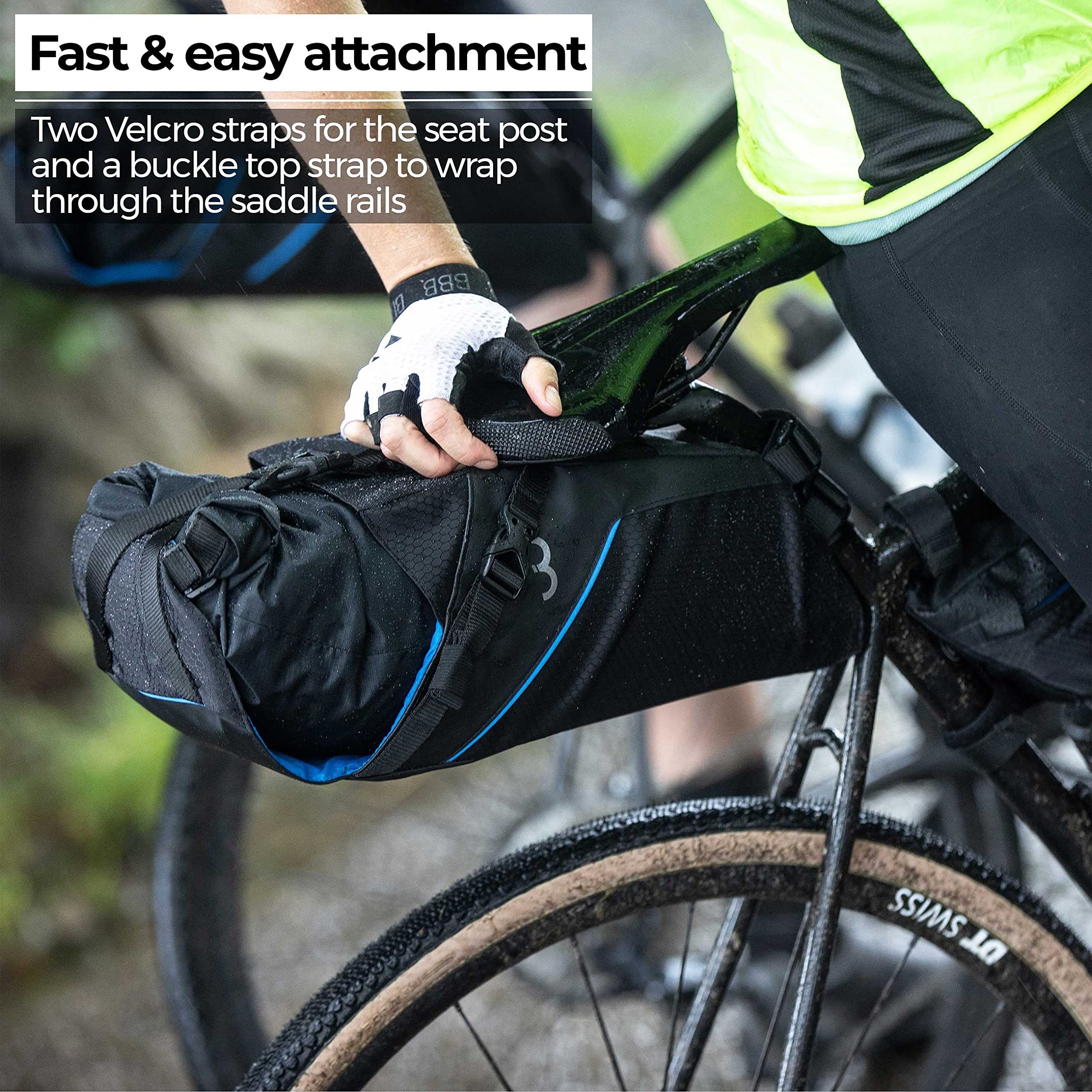 BBB Torba rowerowa Torba na siodełko rowerowe Bikepacking 10 l Tylne torby wodoodporne Lekka torba na ramę rowerową Akcesoria rowerowe Seat SideKick BSB-143, czarna