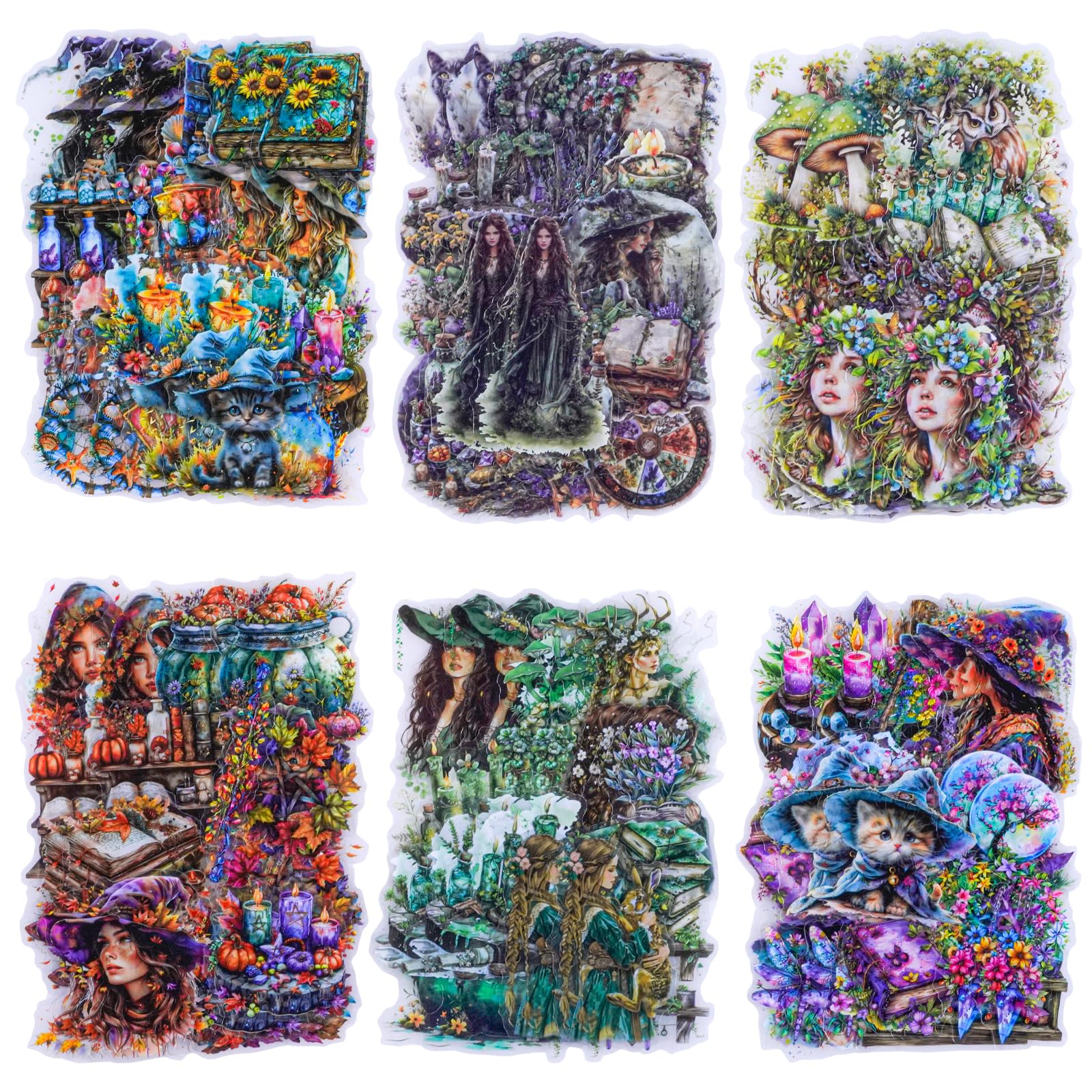 Mianruii Forest Witch 180Pcs Scrapbook Stickers, Pet Magic Ephemera For Journaling, Craft Supplies And Junk Journal