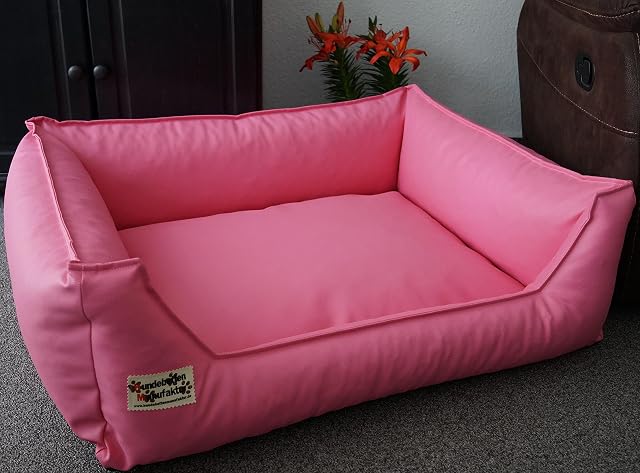Cama para perros de piel sintética Similpelle, color y tamaño a elegir, de XS a XXL (90 cm x 70 cm, rosa)