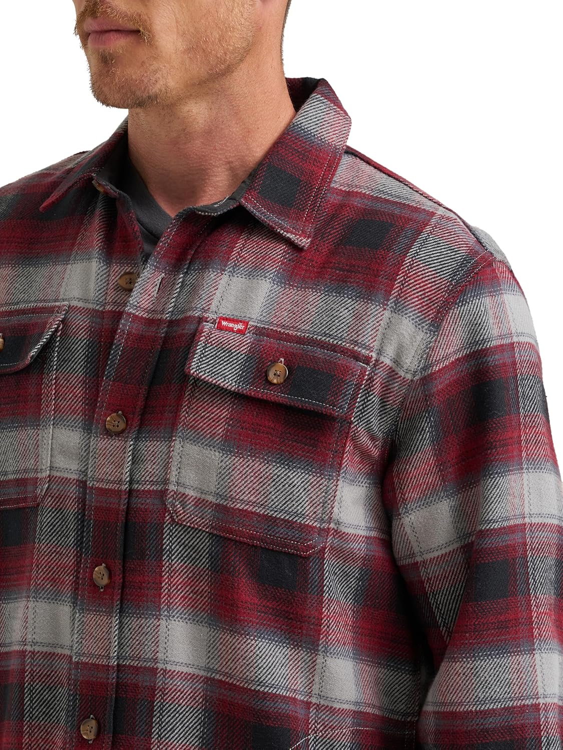 Wrangler Authentics Mens Men's Long Sleeve Flannel Shirt Jacket - Image 3
