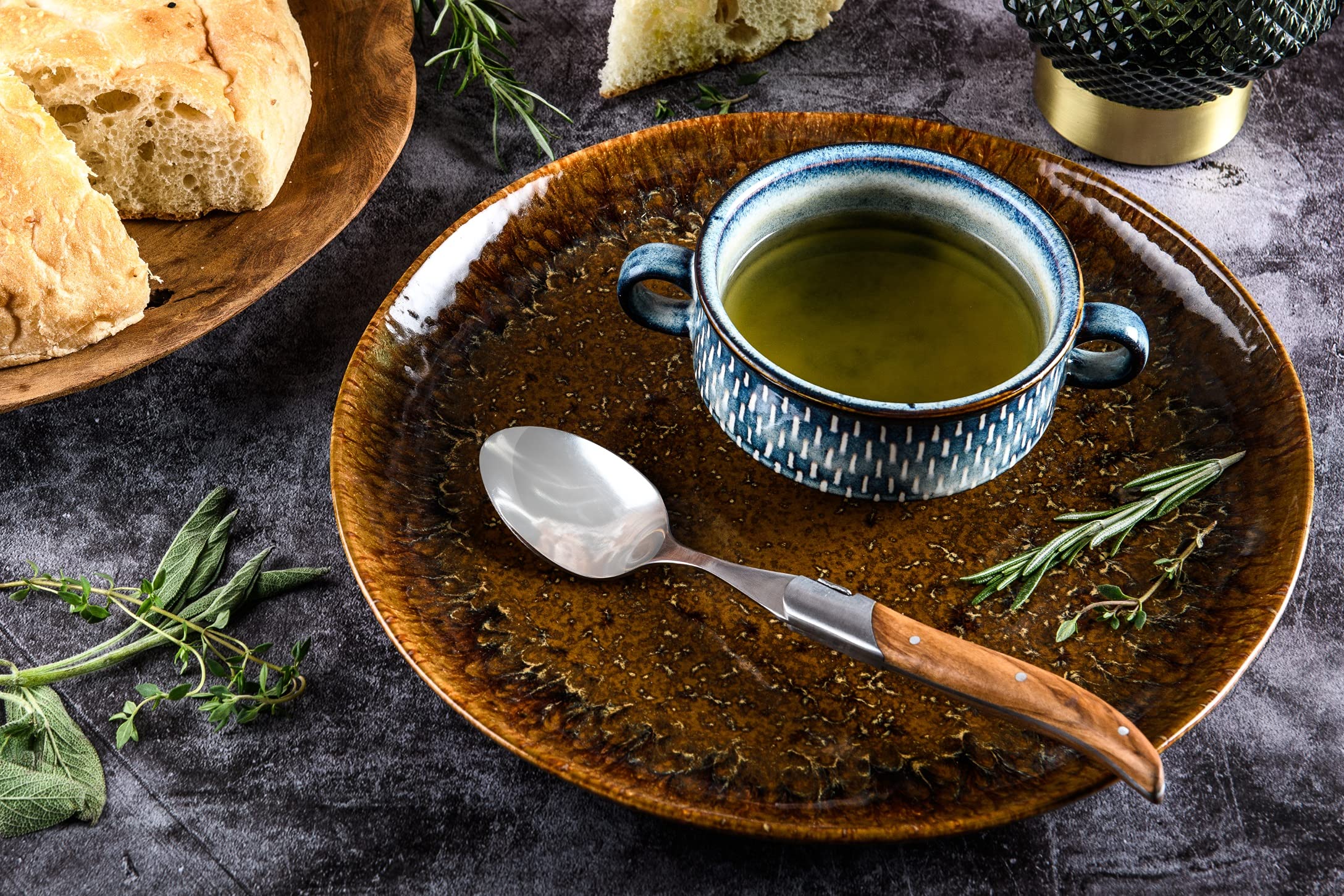 Laguiole Style de Vie Luxury Line - Juego de 6 cucharas de sopa de madera de olivo