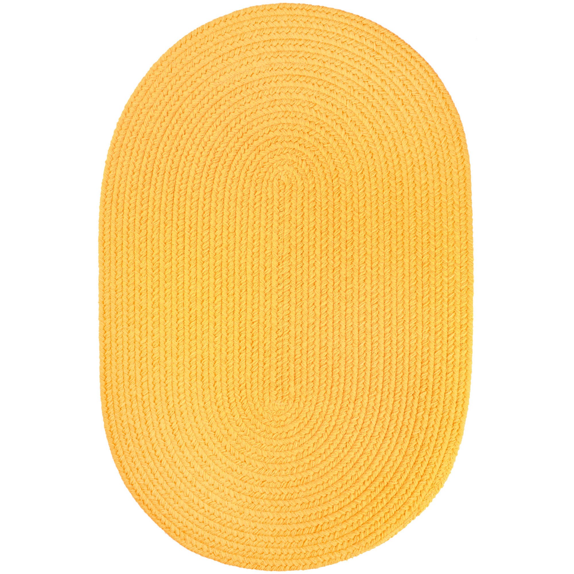 Super Area Rugs Maui Solid Braided Rug Indoor/Outdoor Washable Reversible Carpet, Daffodil Yellow, 5' X 8' Oval