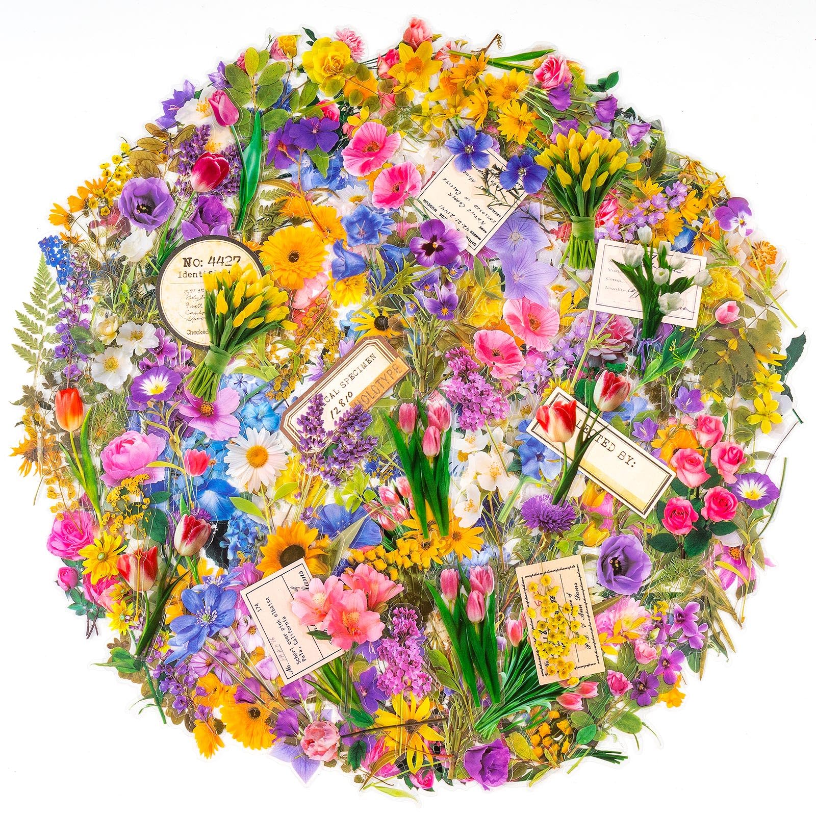 320Pcs Transparent Flower Stickers, Cute Vintage Floral Sticker for Kids, Clear Wildflower Stickers for Water Bottles, Scrapbooking, Card Making, Crafts, Laptop