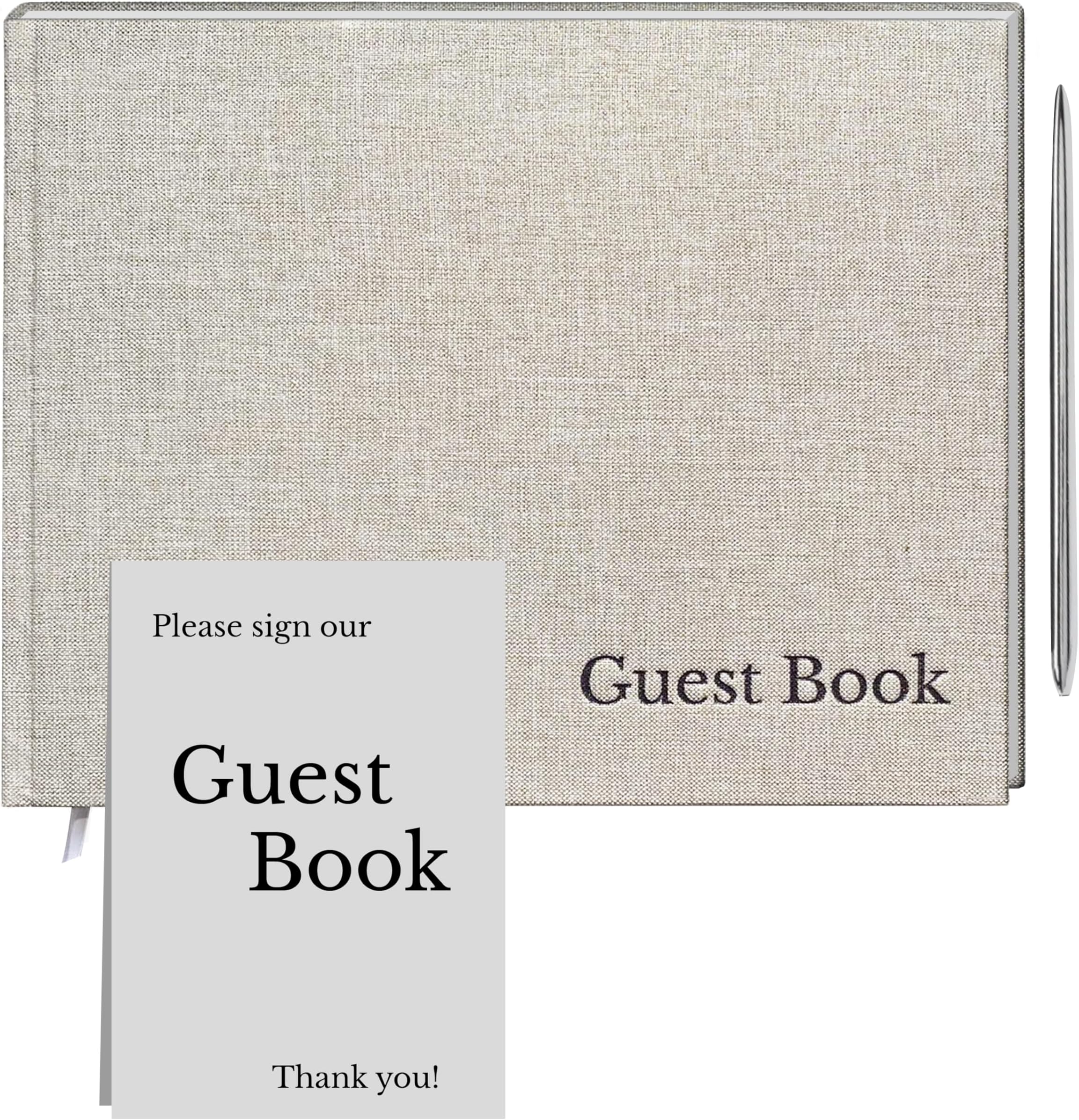 Amazon.com: Guest Book – Wedding Guest Book with Chrome Pen – Simple ...
