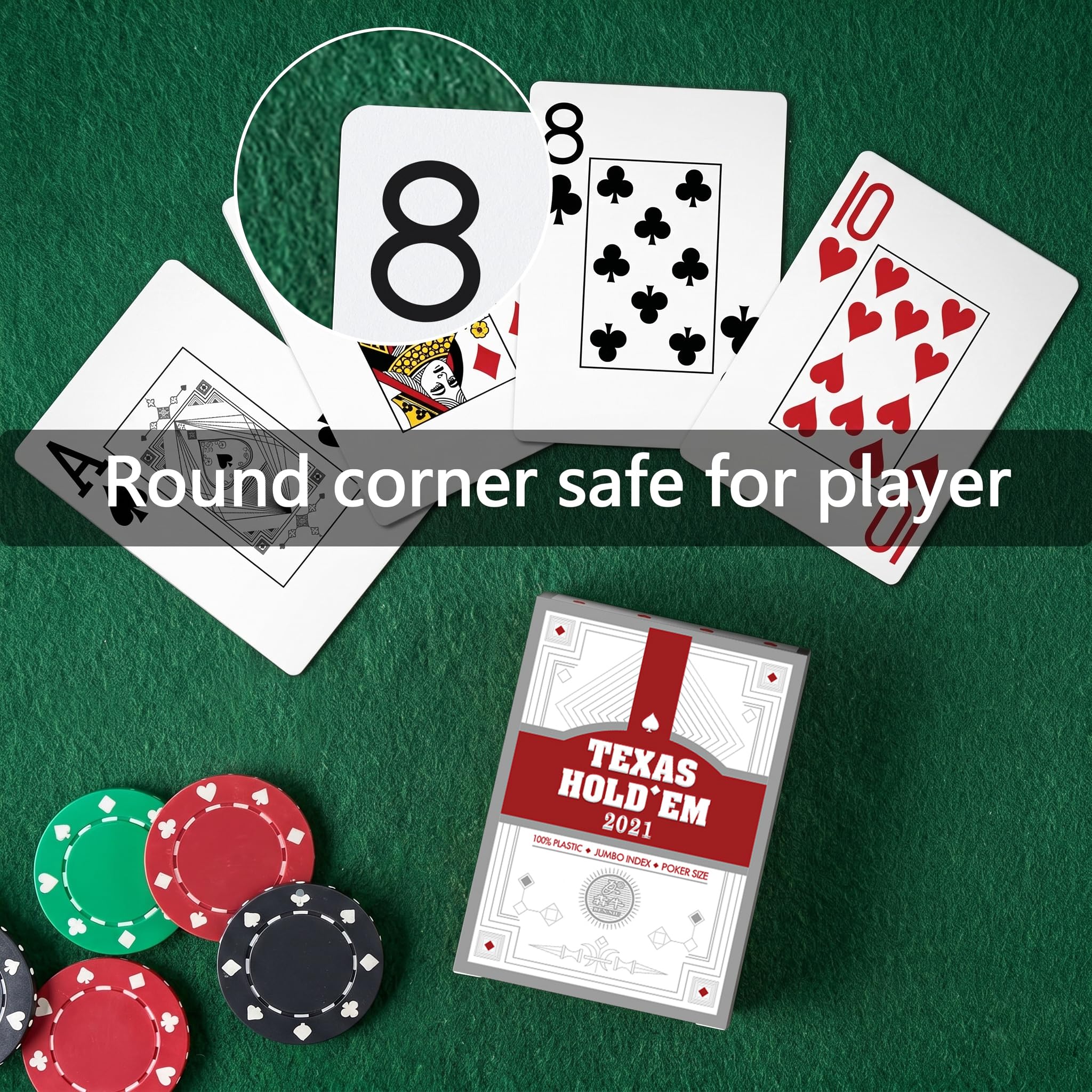 12-Pack Casino Carte da gioco di plastica Jumbo Texas Hold'em Bulk Poker Set