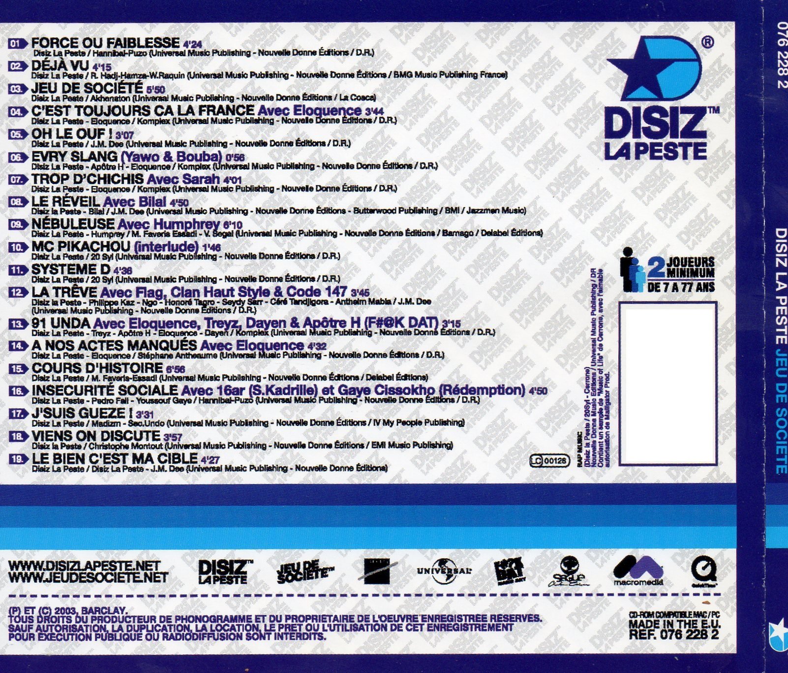 Jeu Societe [Audio CD] Disiz La Peste