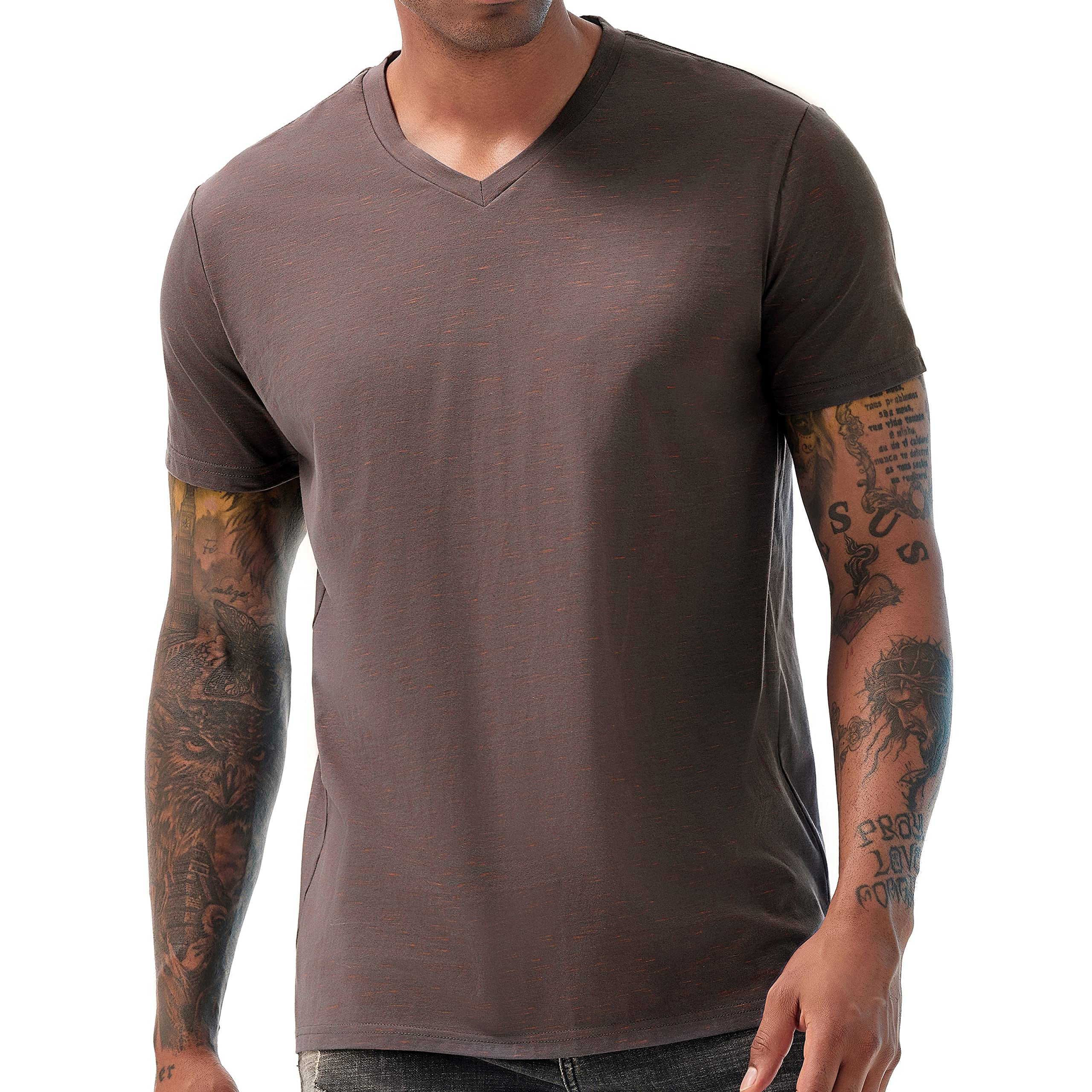 KLIEGOU Men's V Neck T Shirts - Casual Stylish Fitted Stretch Tees for Men