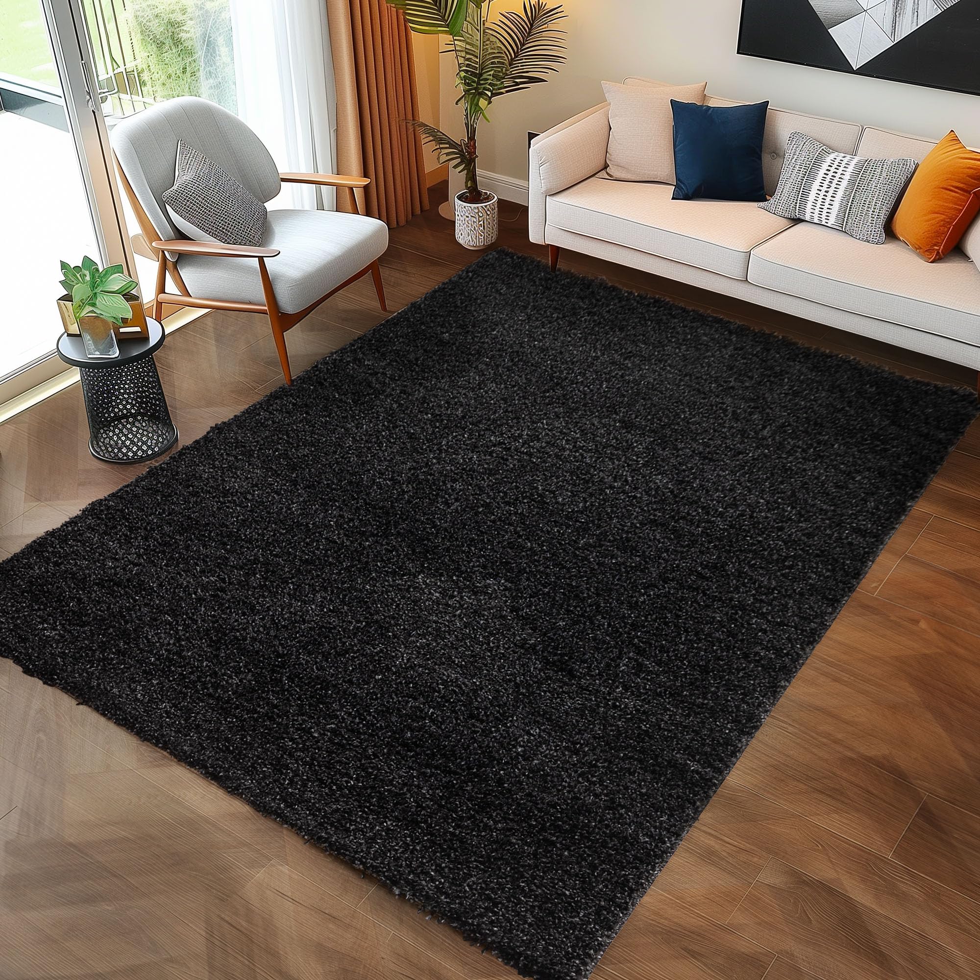 Carpettex Teppich Wohnzimmer Hochflor Einfarbiges Design Langflor Shaggy Modern Flauschig