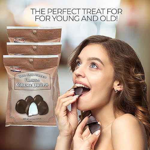 Miniatura 5 de Zachary Old Fashioned Vanilla Creme Drops, paquete de 3 (6.5 onzas cada una), chocolate antiguo, nostalgia, chocolate vintage, vacaciones, dulces de