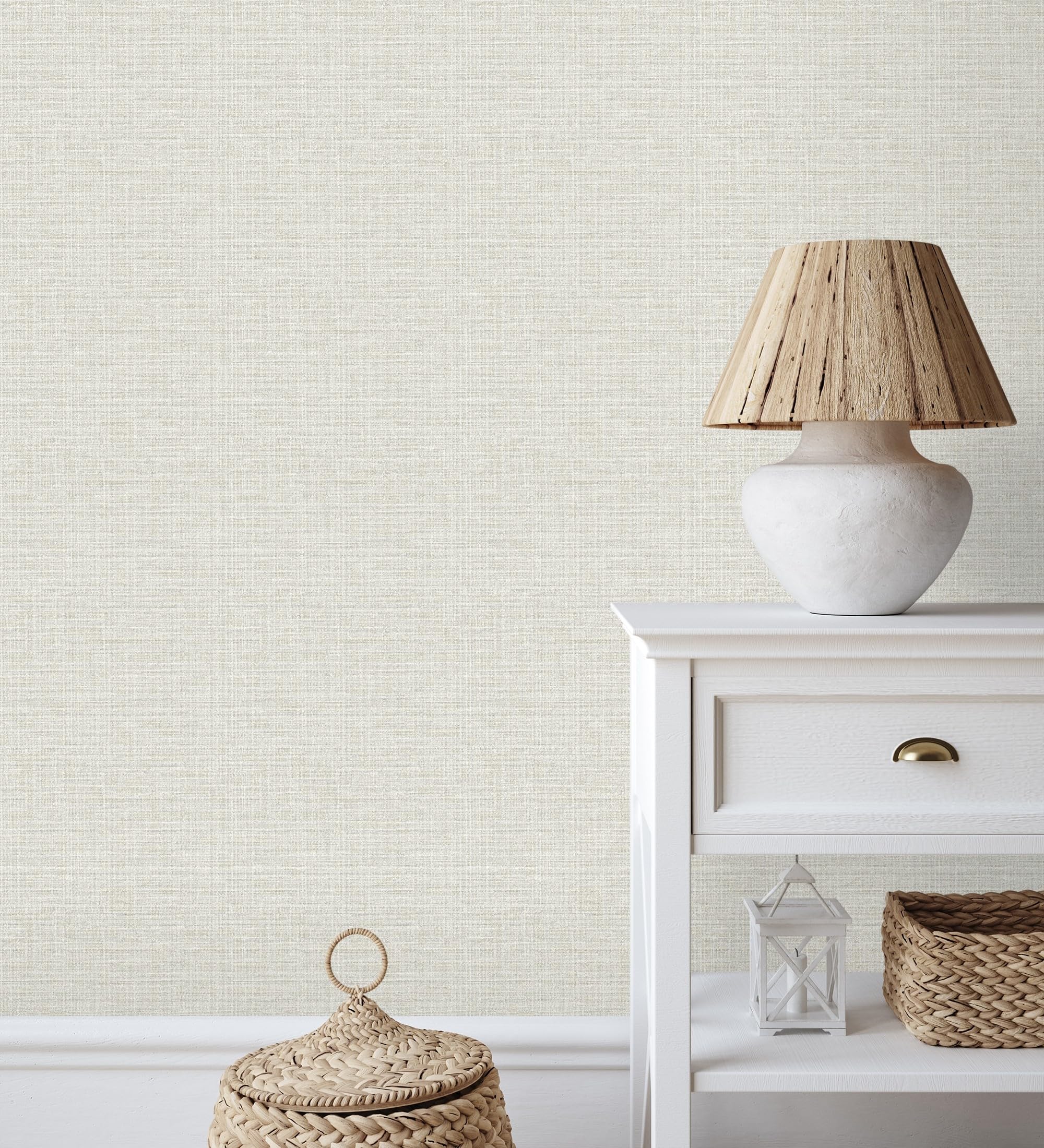 GAULAN 682396 - Papel pintado imitación tela de rafia con textura en relieve para pared salón cocina comedor oficina despacho - Rollo de 10 m x 0,52 m