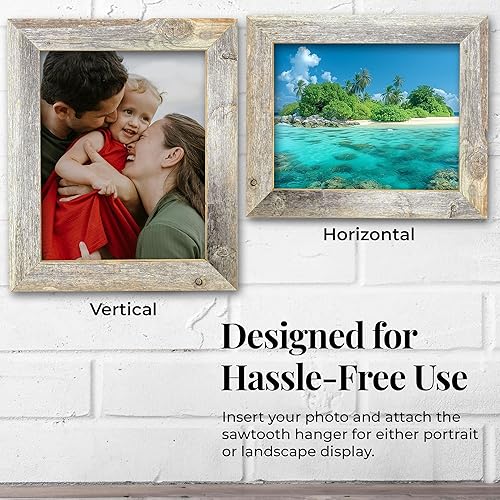 Miniatura 7 de BarnwoodUSA - Marco de fotos rústicas de 3.81 cm.  1 12 pulgadas de ancho, 100% madera reciclada, color gris, Madera, Gris natural desgastado., 11x14