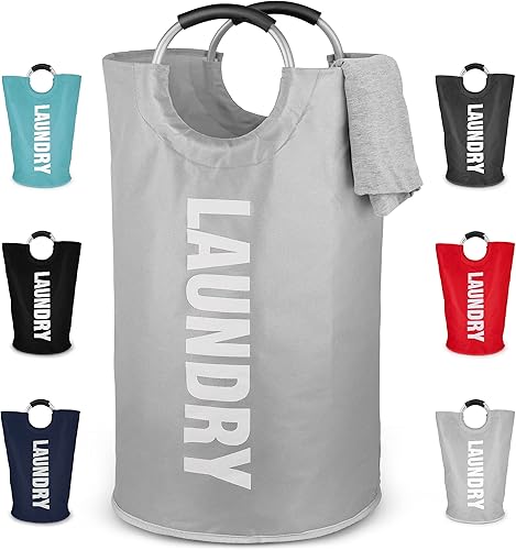 Zulay Home Cesta de lavandería grande y resistente de 82 litros  Bolsa de lavandería acolchada antideslizante con asas  Cestas de lavandería