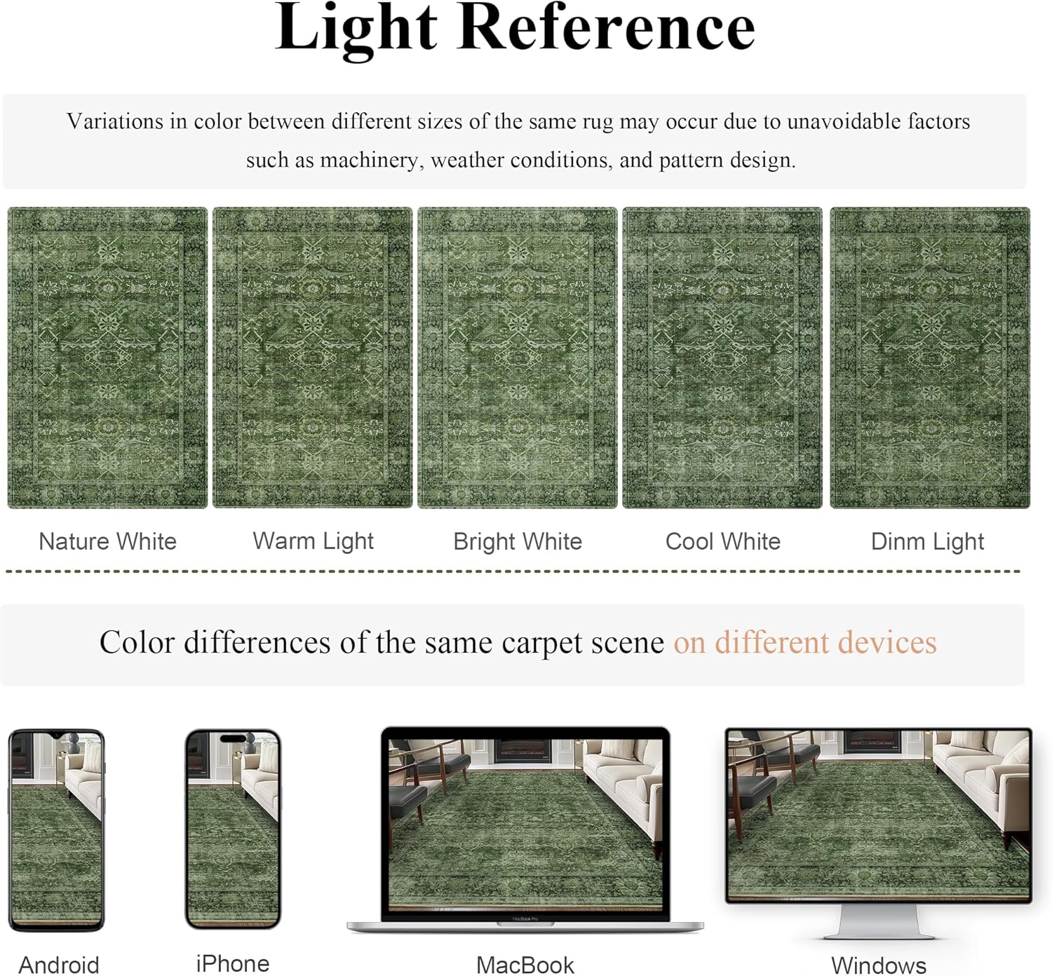 8x10 Washable Area Rug Vintage Green Rug for Living Room Bedroom Low Pile Soft Non-Slip Boho Rug for Under Table Boho Distressed Retro Carpet for Bedroom Kitchen Office Dining - Image 4