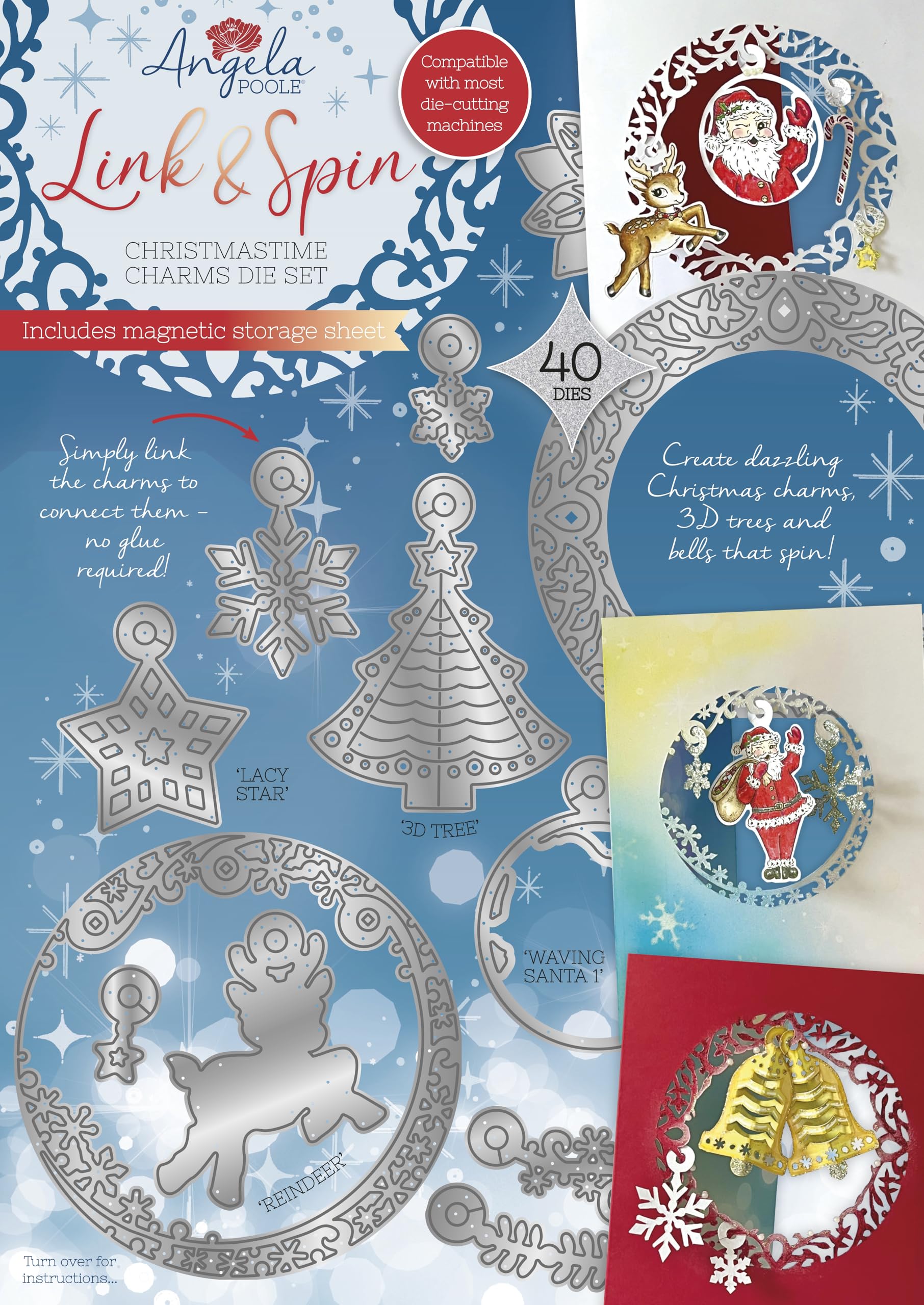Angela Poole Silver Link & Spin Christmastime Charms Die Set