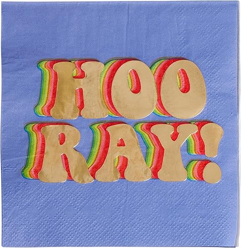 C.R. Gibson Hooray - Servilletas de bebidas de lámina dorada, 20 unidades (TW4-25412)