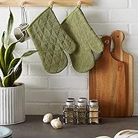 Vista 4 de DII Basic Terry Collection - Guante de horno acolchado 100% algodón, color verde antiguo, 2