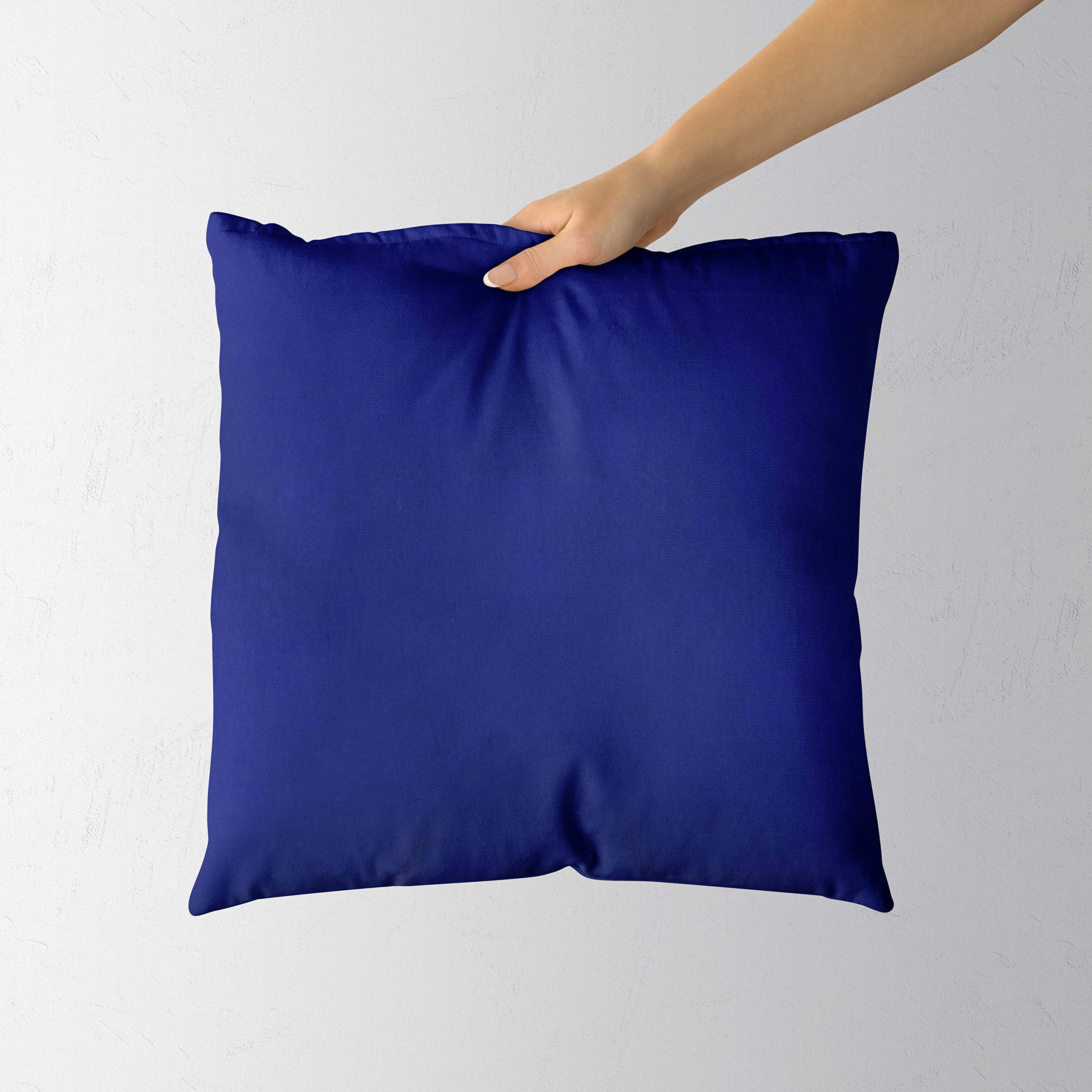 SAFFRON - Set di 2 federe per Cuscino, in Cotone Resistente, sfoderabile, Imbottitura Non Inclusa, Cotone, Blu, 32x32 inch