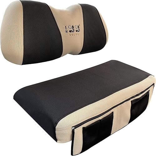 10L0L Upgrade Golf Cart Seat Cover Set with Storage Bag for Club Car Precedent Yamaha Mesh Polyester Washable Breathable