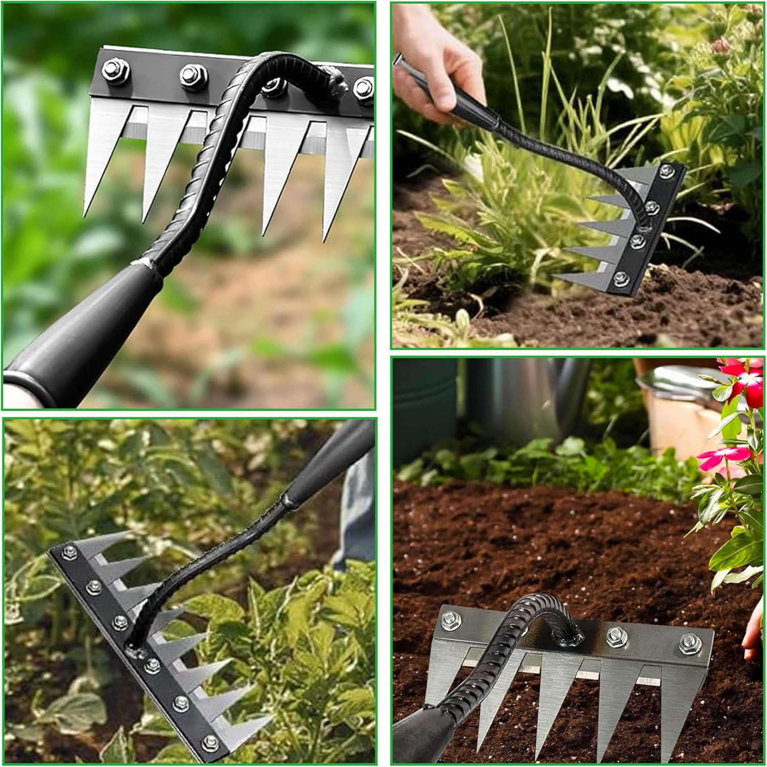 Iron Weeding Rake 2.0, 2026 New 5/6/7/8 Teeth Carbon Steel Garden Weeder Rakes Manganese Steel Gardening Weed Puller Tools, Uprooting Weeding for Gardening Cultivating Lawn Care (5 Teeth)