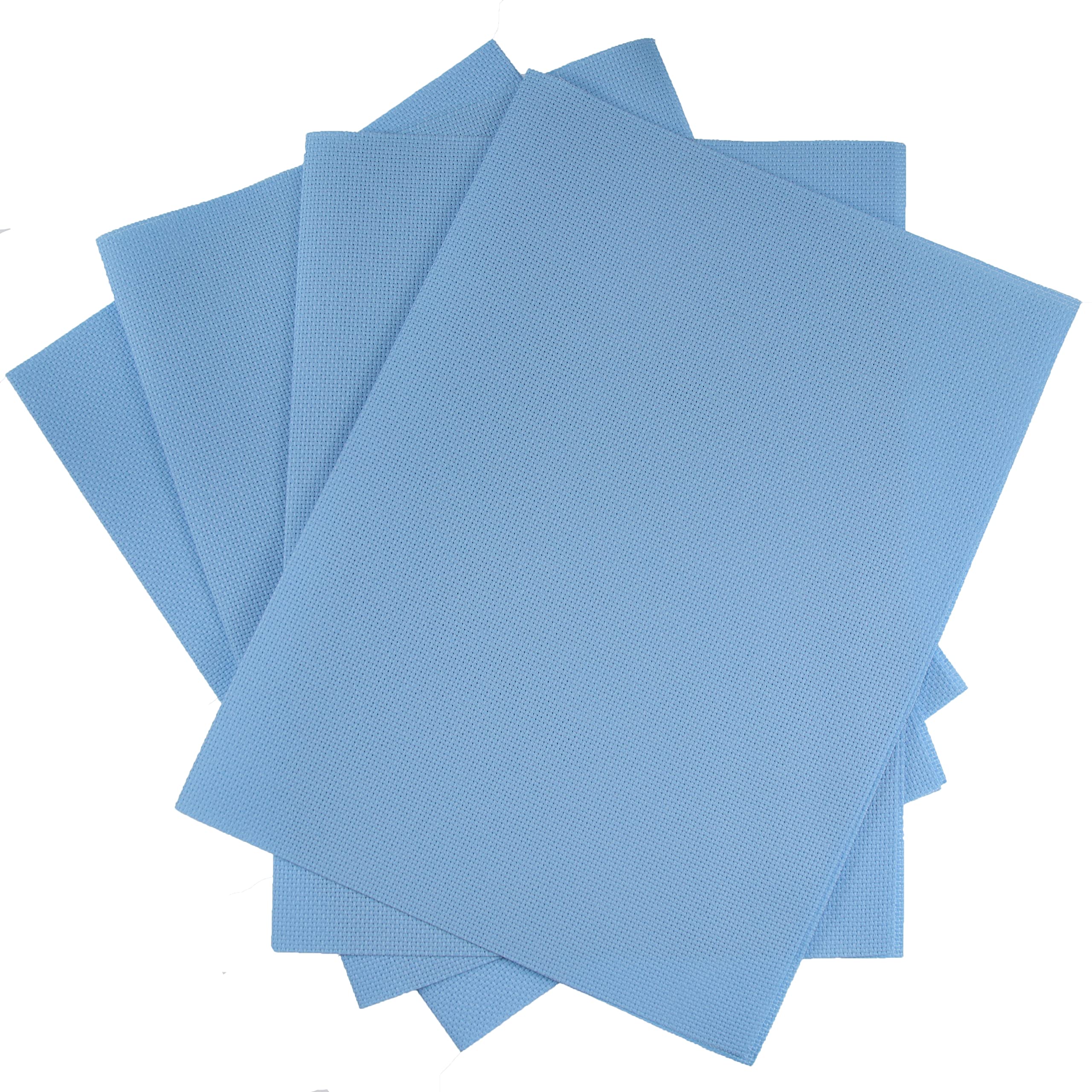 KCS 4/6 pc of 12" x 18" 30cmx45cm 16CT Counted Cotton Aida Cloth Cross Stitch Fabric (Light Blue, 4 pc)