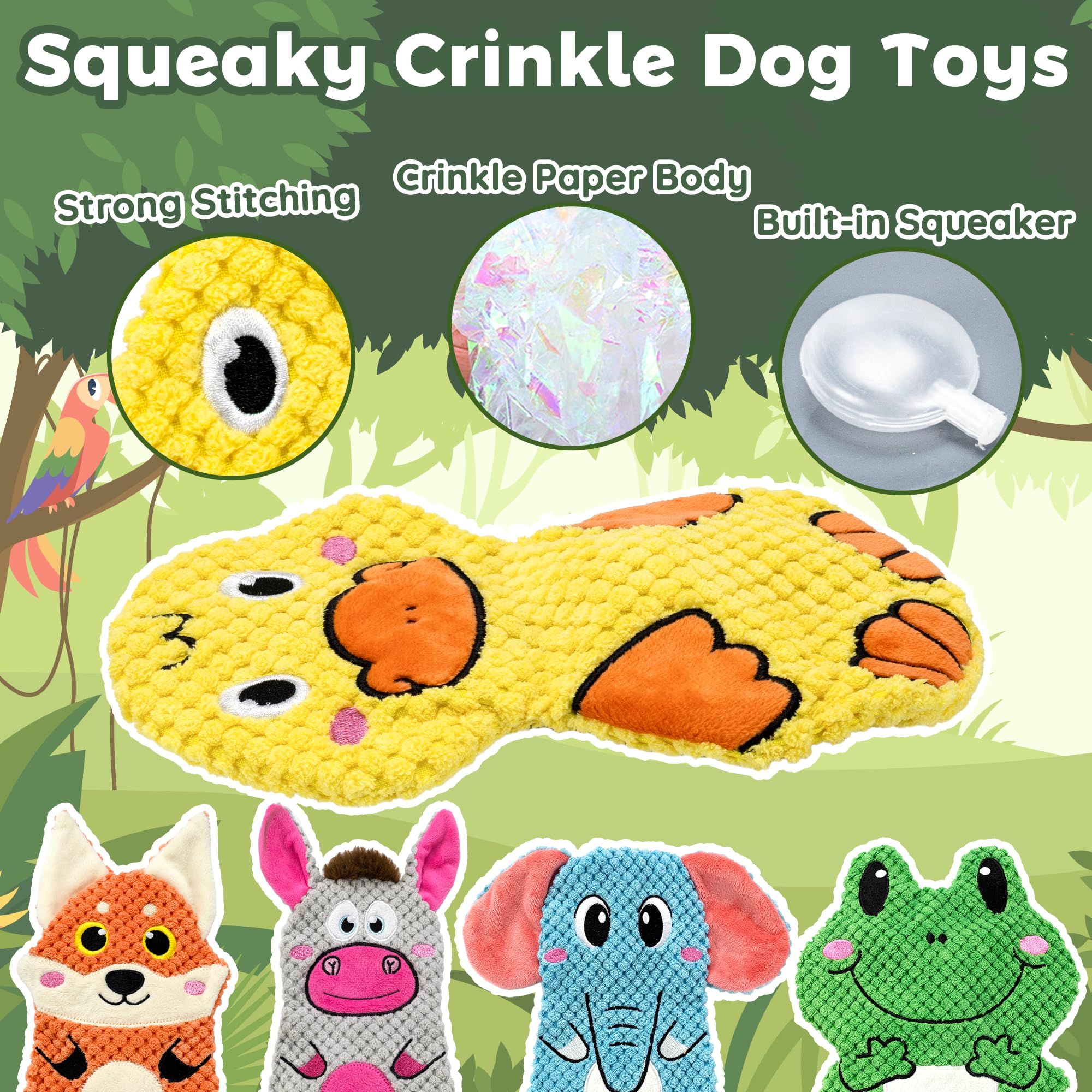 Squeaky Plush Dog Toys - 5 Pack for Small Dogs -3