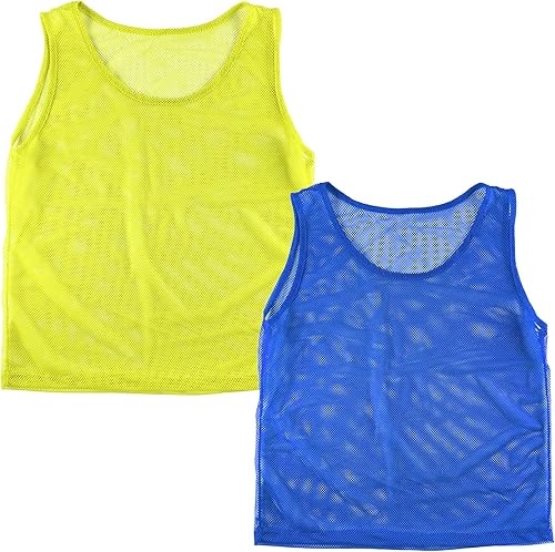 Miniatura 11 de Super Z Outlet 12 Pinnies Scrimmage - Chalecos de entrenamiento en equipo para niños, jóvenes, adolescentes, ligeros Rojo/Azul