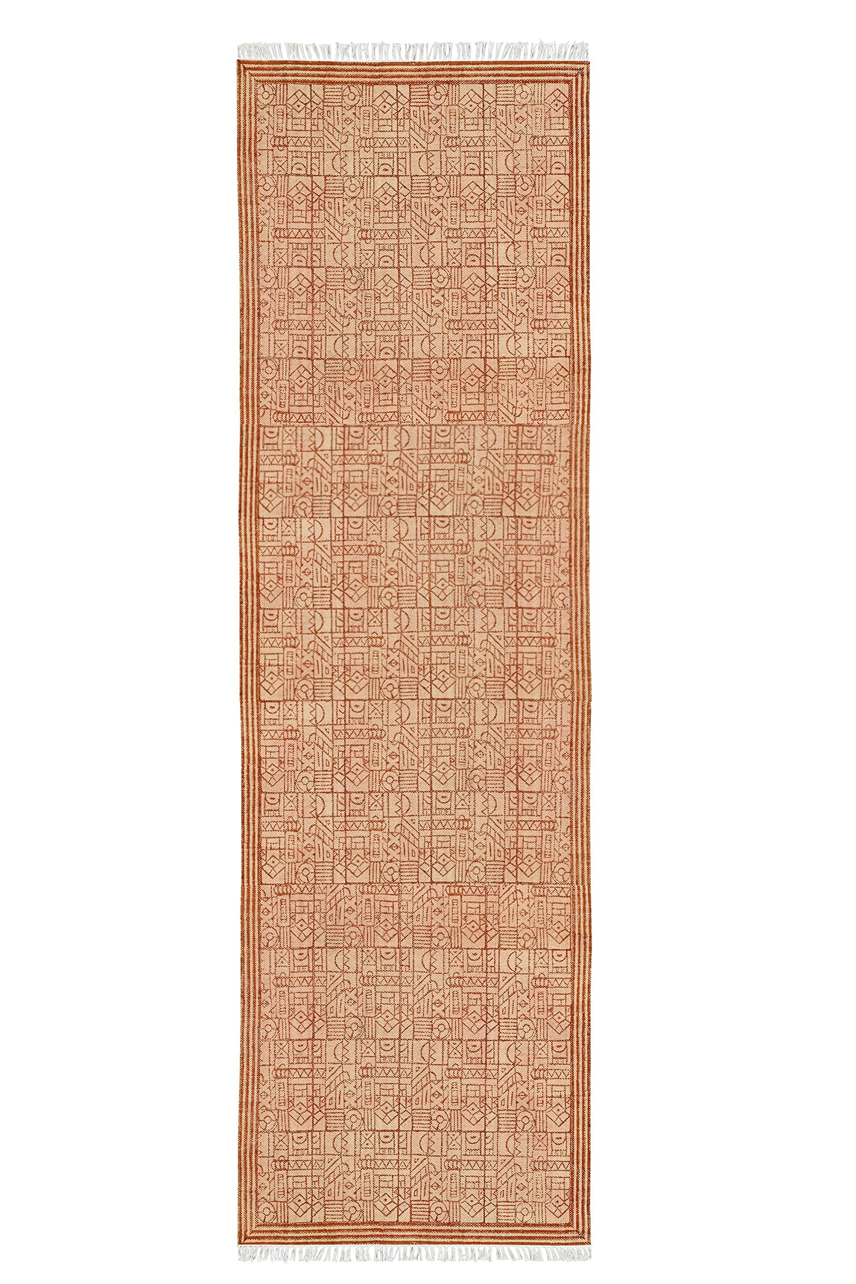 Tapis géométrique orange fait main : l'esprit bohème chez vous