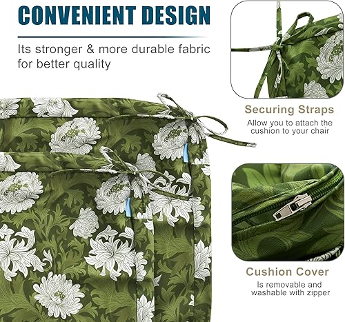 Miniatura 4 de ARTPLAN Juego de fundas de cojín para silla de patio (solo funda sin relleno), juego de fundas de cojín para patio al aire libre con lazo, color