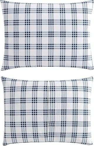 Miniatura 4 de Eddie Bauer - Juego de funda de edredón tamaño individual, juego de ropa de cama de algodón con fundas a juego, decoración casual del hogar (azul