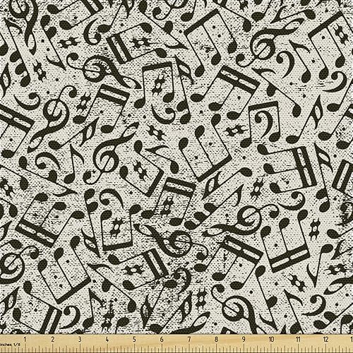 Miniatura 465 de Lunarable - Tela para amantes de perros de The Yard, patrón divertido de animales de dibujos animados en posiciones caprichosas estirando y Beige y