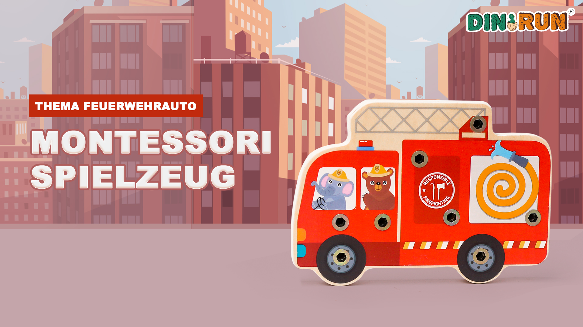 Montessori Dino Schraubbrett - Holz Spielzeug Mit Werkzeug Für Kinder Ab 3 Jahre