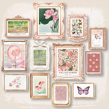97 Decor Pink Coquette Wall Art, 12 Eclectic Maximalist Prints