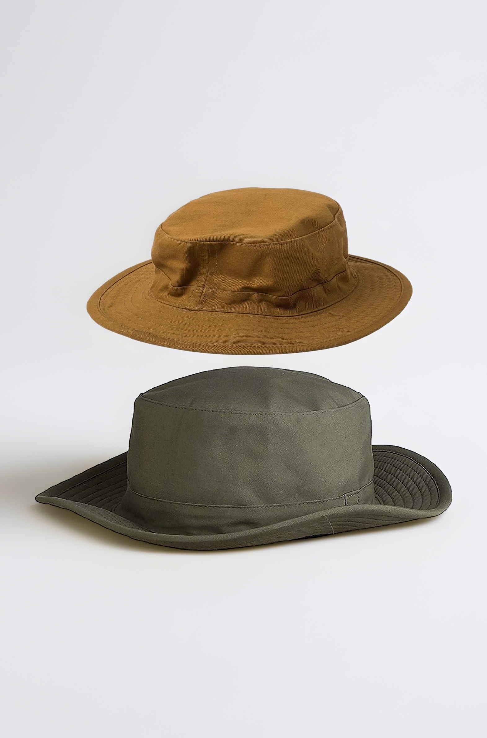 Cotton Beach Outdoor Bucket Sun Hat for Men Women Adult Teen Round Big Wide Brim Floppy Summer Sun Protection Pack of 2 Hat Green Brown Combo