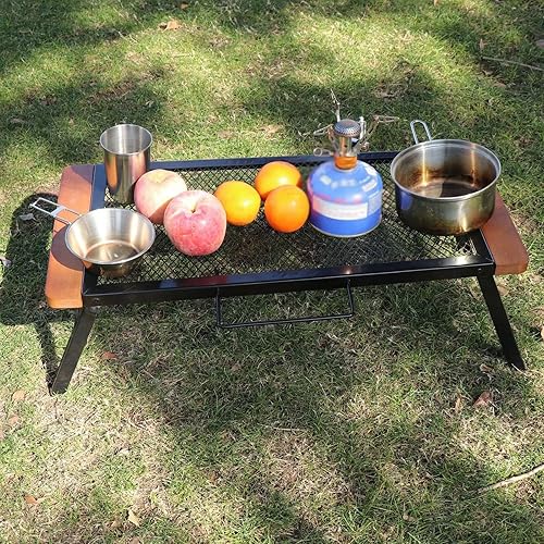 Miniatura 2 de ZSEDP Mesa plegable para exteriores mesa de red de hierro camping playa patio barbacoa fiesta equipo de barbacoa