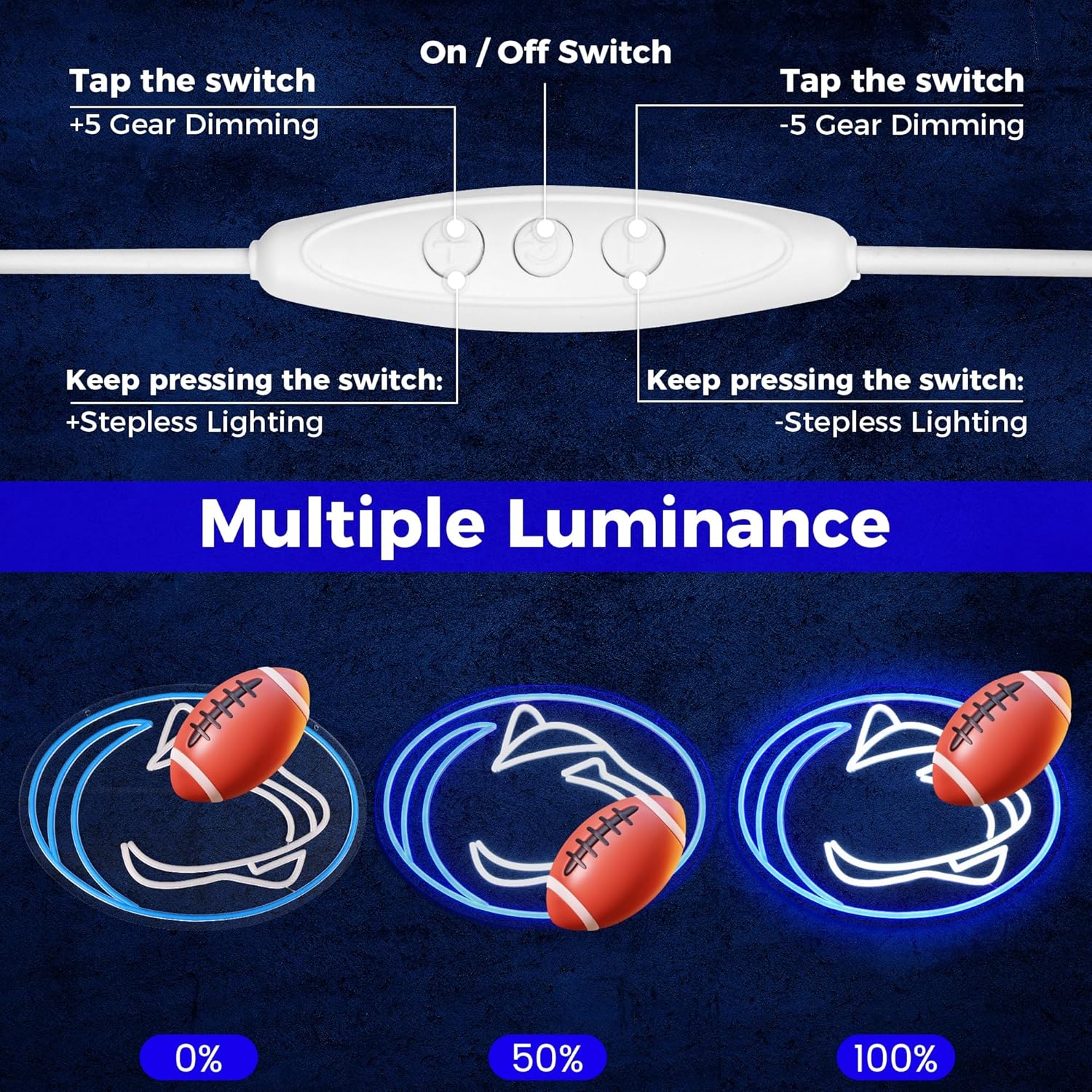 University Team Neon Sign, Light Up Dimmable College State Football SoccerTeam Logo Led Neon Sign Light Hanging for Wall Decor, Bedroom, Dormitory, Man Cave, Birthday Christmas Gift - Image 4