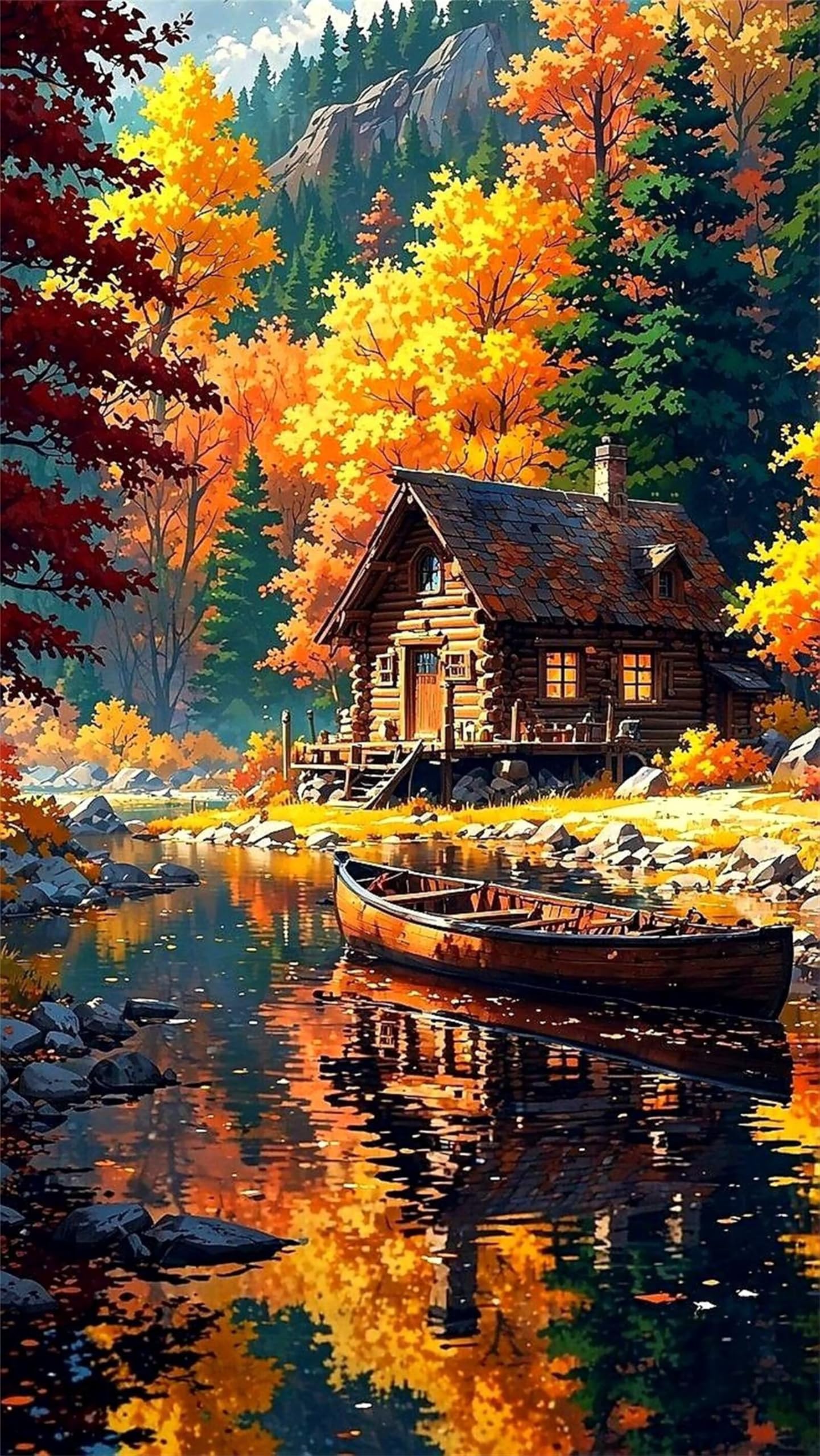 Puzzle dla dorosłych, 1500 sztuk, wymagające łamigłówki, gry logiczne dla całej rodziny, świąteczny prezent dla przyjaciół w pięknym opakowaniu (łódka-kabina w lesie)